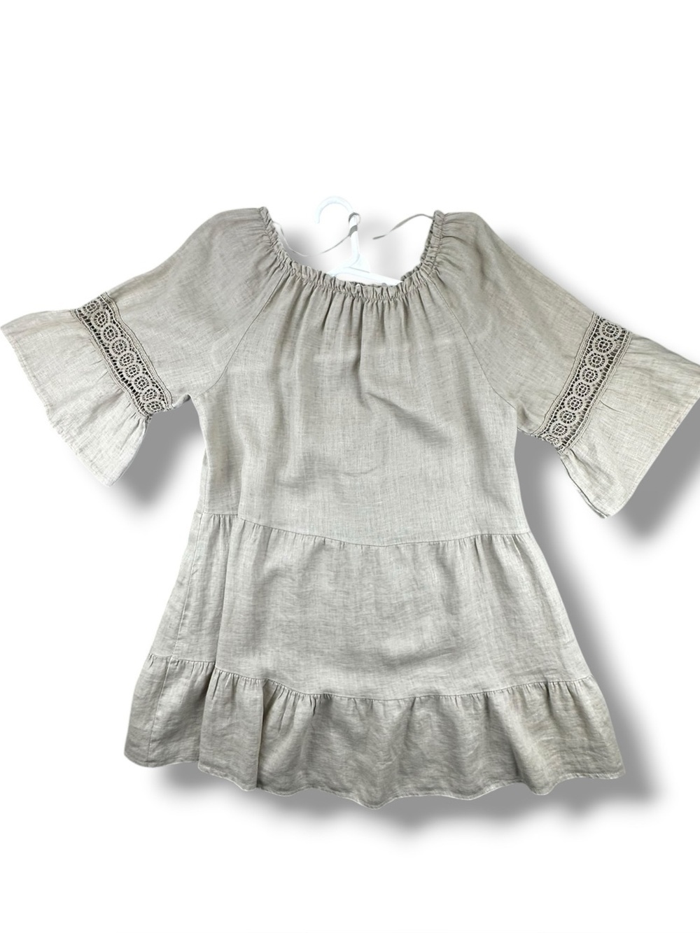 Terzo Millennio Made in Italy Linen Mini Dress Tan Large EUC